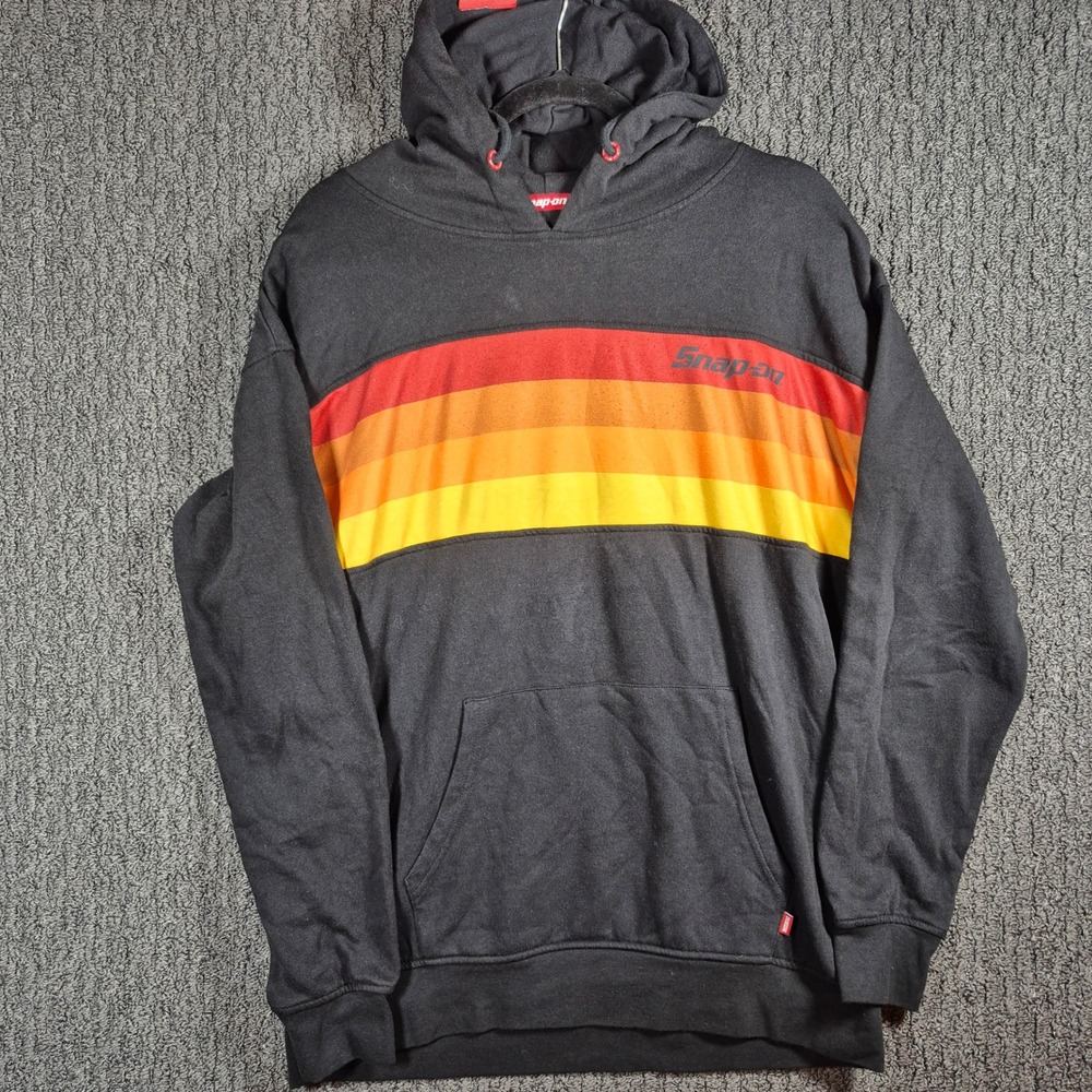 Dixxon Snap-on Hoodie Mens Medium Black Sunset Limited Edition Retro Stripe
